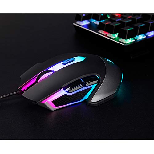 RAPOO V302 Optical Gaming Mouse Wired with 16.8 Million RGB Backlight, Ergonomic Design, 14 Adjustable DPI, 7 Programmable Buttons for Windows 7/8/10/XP Vista, Desktop, Laptop, PC- Black