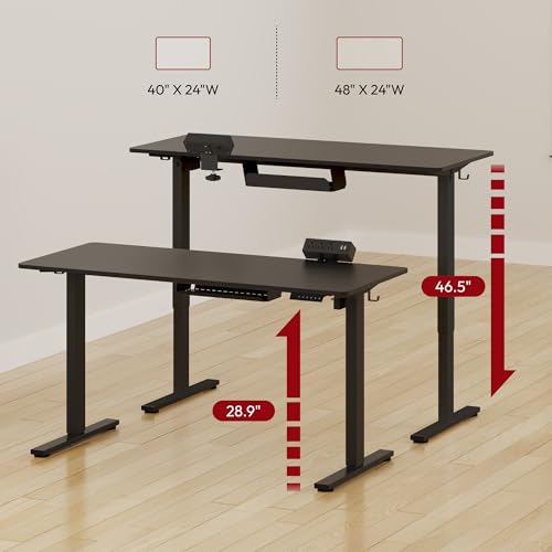 SANODESK Electric Standing Desk with Desk Clamp Power Strip 40"x 24" Whole-Piece Desktop Height Adjustable Stand Up Desk with Cable Management Sit Stand Home Office Desk Black Frame/Black Top - color: Black Frame+black Top, size: 40"x24"