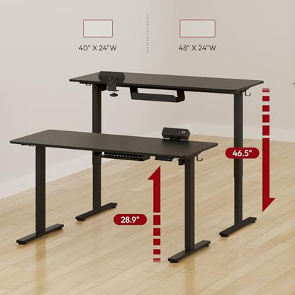 SANODESK Electric Standing Desk with Desk Clamp Power Strip 40"x 24" Whole-Piece Desktop Height Adjustable Stand Up Desk with Cable Management Sit Stand Home Office Desk Black Frame/Black Top - color: Black Frame+black Top, size: 40"x24"