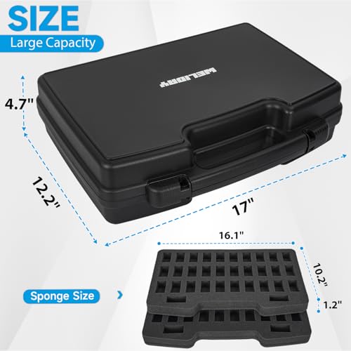64 Slot Miniature Figure Storage & Carrying Case with 2 Foam Layers | Hard Shell Figurine Minature Case with 2 Customizable Foam Layers for Large Miniatures