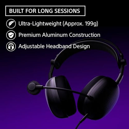 Sony INZONE H6 Air Wired Open-Back Gaming Headset with Mic, Black | Ultra‑Lightweight for All Day Comfort, For PC/PS5/Mobile, Detachable High-Fidelity Mic, Audiophile, USB‑C Audio Box