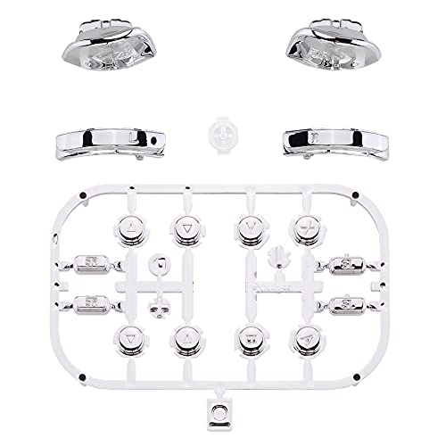 eXtremeRate DIY Full Set Buttons for Nintendo Switch & Switch OLED, Chrome Silver Glossy Replacement Buttons for JoyCon, ABXY Direction Keys SR SL L R ZR ZL + - Home Capture Trigger Buttons Springs - color: Chrome Silver