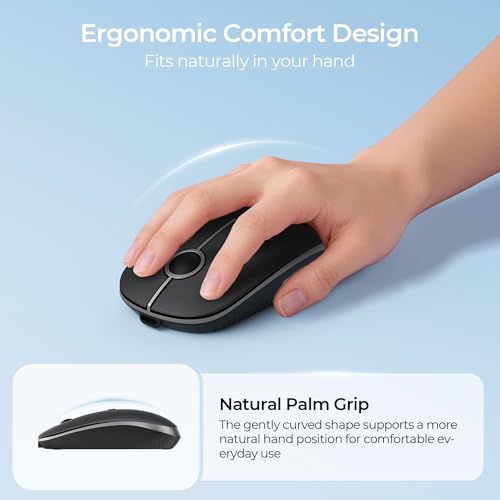 seenda MOU001 Bluetooth Wireless Mouse for Laptop,Slim Computer Mice,Black | Rechargeable Computer mouse with USB and dual Bluetooth, 3-level DPI and quiet clicks for Windows, Macbook, iPad and Travel. - color: black