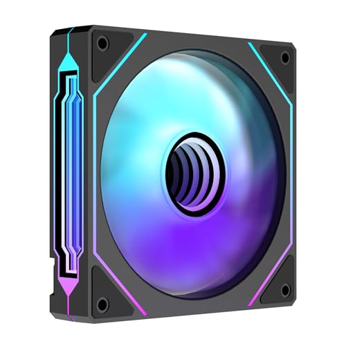 Prism4 Pro 120mm PC Blade ARGB Case Fans,Infinity Mirror RGB Light Effect 5V 3PIN Motherboard Light Sync 800~1800RPM PWM PC Fan(Black Forward) - color: Black, size: 4Pro_Forward_1Pack