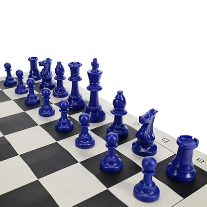 WE Games Color Bright Plastic Staunton Tournament Chess Pieces with 3.75 in. King - Half Chess Set of Chess Pieces Only, Blue - color: Blue