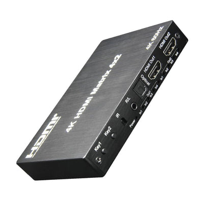 4K@60Hz HDMI eARC Splitter Switcher 4x2 Bidirectional - 1x4 eARC Audio Splitter/Switcher, HDCP2.2 HDR10, 4-Port HDMI Switch for Soundbar/Amplifier/Blu-ray, Fiber/Coaxial Output