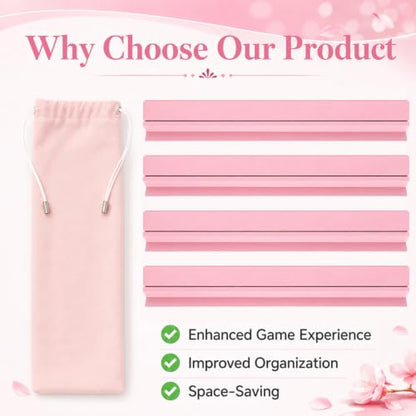 5Pcs Mahjong Racks with Pushers Wooden American Mahjong Tile Pushers and Racks Set with Mah Jong Rack Drawstring Bag Mah Jong Accessories for Players Gifts Home Game Night Party Supplies (Pink) - color: Pink