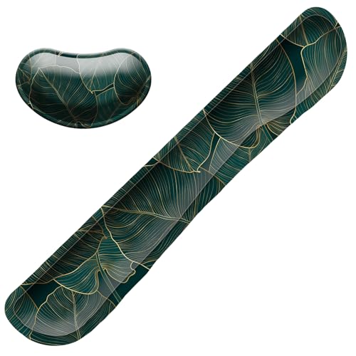Keyboard Wrist Rest Mouse Wrist Support Set, Memory Foam Wrist Rest Pad for Computer Laptop Keyboard Mouse, Ergonomic Wrist Cushion Support for Typing Pain Relief, Gaming Home Office, Green Leaves - color: Green Leaves