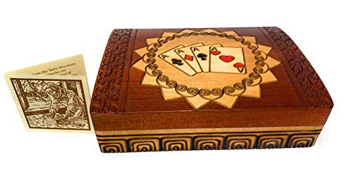 Double Deck Playing Card Box Polish Handmade Wood Keepsake Box