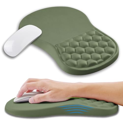Ergonomic Mouse Pad Wrist Support with Memory Foam Massage Bulge, Carpal Tunnel Pain Relief Mousepad Wrist Rest for Mouse(12x8 inch,Olive Green) - color: Kg019-olive Green