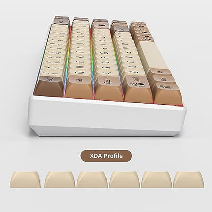 Coffee Cat PBT Dye-Sublimation Keycaps, XDA 138 Keys Custom | ANSI US standard Layout, for 61 64 68 87 104 108 Mechanical Keyboard, Durable wear-resistant , perfect for DIY builds - color: Cafe cat