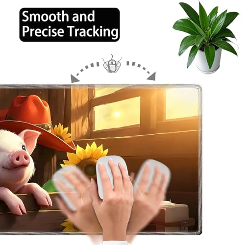 Large Gaming Mouse Pad Set with Wrist Support – 31.5" x 11.8" 4-in-1 XXL Mousepad with Keyboard Wrist Rest, Mouse Wrist Rest & Coaster – Ergonomic Desk Mat for Office, Home – Sunflower Pig - color: Sunflower Pig