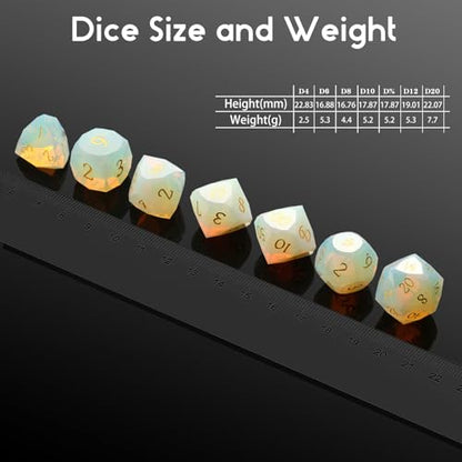 DNDND Opal Multifacted DND Dice Set for Dungeons and Dragons Tabletop Gaming, Collectors | Premium Gift Box & Durable Design (Opal) - color: Opal