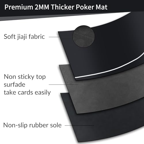 nuveti 63 x 31 Foldable Texas Poker Card Tabletop Layout Portable Anti-Slip Rubber Board Game Mat Poker Table Mat 8-10 Players Texas Hold'em Poker Mat - color: 63 X 31 Inch Heiwuzuoweikuan