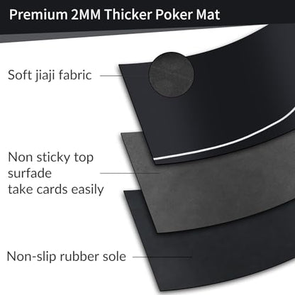 nuveti 63 x 31 Foldable Texas Poker Card Tabletop Layout Portable Anti-Slip Rubber Board Game Mat Poker Table Mat 8-10 Players Texas Hold'em Poker Mat - color: 63 X 31 Inch Heiwuzuoweikuan