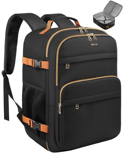 HOTOR Travel Backpack Women Flight Approved Carry on Bag | 15.6inch Laptop Computer Bag Flight Approved Personal Item Travel Bag for Work, Business, College - color: Black, size: 13.0" x 7.9" x 17.3"