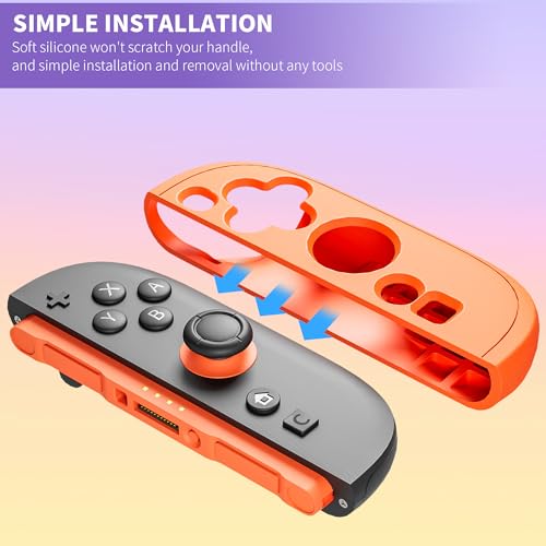 PAWDIARY Silicone Switch 2 Controller Grip Case, Frosted Handheld Switch 2 2025 Controller Protective Cover Skin and 2 Thumb Caps, [2 Pieces] Comfort Anti-slip Softshell - Purple&Orange - color: Purple-Orange