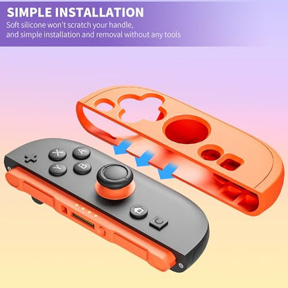 PAWDIARY Silicone Switch 2 Controller Grip Case, Frosted Handheld Switch 2 2025 Controller Protective Cover Skin and 2 Thumb Caps, [2 Pieces] Comfort Anti-slip Softshell - Purple&Orange - color: Purple-Orange