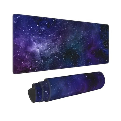 Purple Galaxy Nubula Large Gaming Mouse Pad Desk Mat, Extended Keyboard Mouse Pad Mousepad with Non-Slip Base and Stitched Edge Mouse Mat Desk Pad Mouse Pads for Desk Home Office, 31.5 x 11.8 - color: Purple Galaxy 03