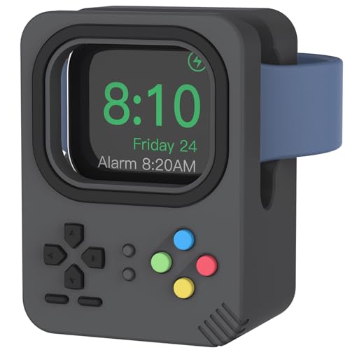 Delidigi iWatch Charger Holder Stand for Apple Watch Ultra 3 2 1, SE 3 2 1, Series 11 10 9 8 7 6 5 4 (49mm, 46mm, 45mm, 44mm, 42mm, 41mm, 40mm, 38mm), Stable Silicone Charging Dock - color: Dark Grey