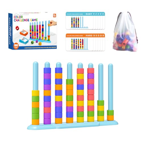 1 Pack Color Challenge Game, Solo Play Color Matching Puzzle Game, Fun Board Game for Kids 6-8-12, Adults, Party & Family Game Night, Birthday Christmas Party Gifts for Boys & Girls - color: Soft Blue