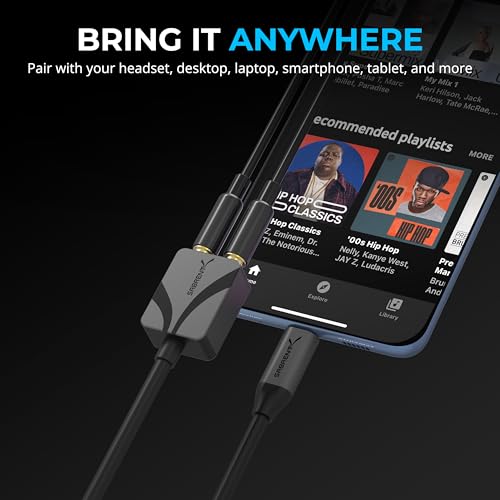 SABRENT USB to 3.5mm Audio Adapter, USB Sound Card, 24-Bit (AU-UCMA) | USB sound card; headphone & mic jack; 24-bit/96kHz; deep sound quality - style: USB-C