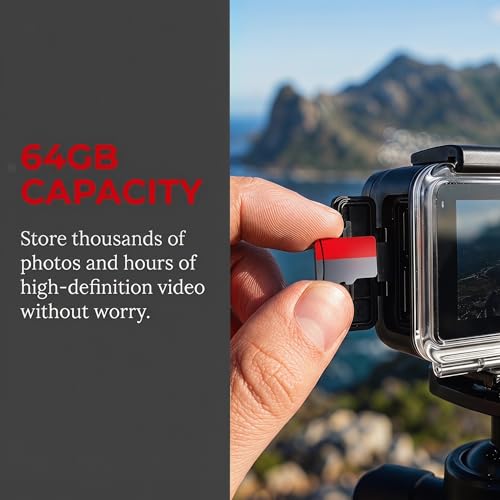 64GB Micro SD Card, UHS-I, C10, A1, High Speed Transfer, Shockproof, X-Ray Proof, for DSLR, Camcorder, Gaming Console - size: small