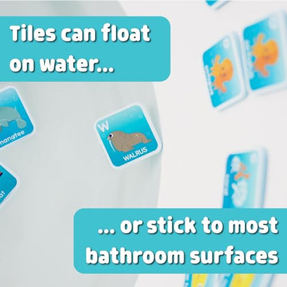 Chuckle & Roar Bath Matching Memory Game, Toddler Games, 52 Pc, Ages 3+ | ABC Letter Practice, Uppercase & Lowercase Letter Match, Drawstring Bag, Bathtub Pool & Dry Play, Foam Pieces Float & Stick - color: Bath Matching