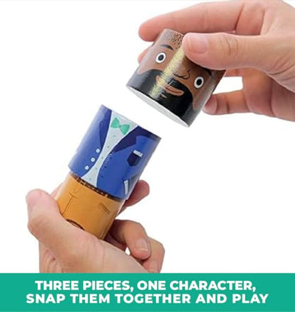 48-Piece Magnetic Wooden Figures with Activity Cards | Multicultural figures in four skin tones for preschool classrooms and child care, cards in English, French and Spanish - size: 48 Piece Set