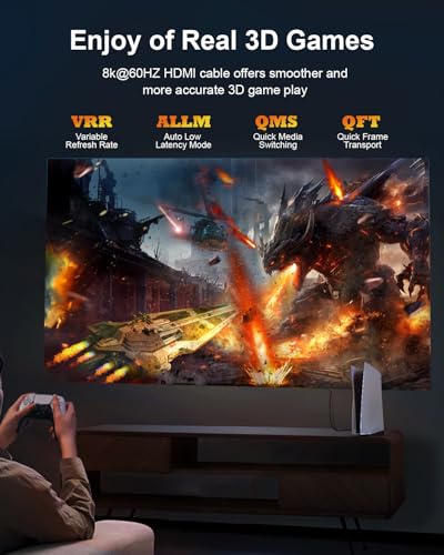 10K 8K 4K HDMI 2.1 Cable, 10 Ft 48Gbps Ultra High Speed HDMI Cable, Support 10K@30Hz 8K@60Hz 4K@120Hz, D-HDR, EARC Dolby Atmos for TV, Projector, Monitor, PS5/4, Xbox, Laptop - size: 10 ft, style: Bi directional