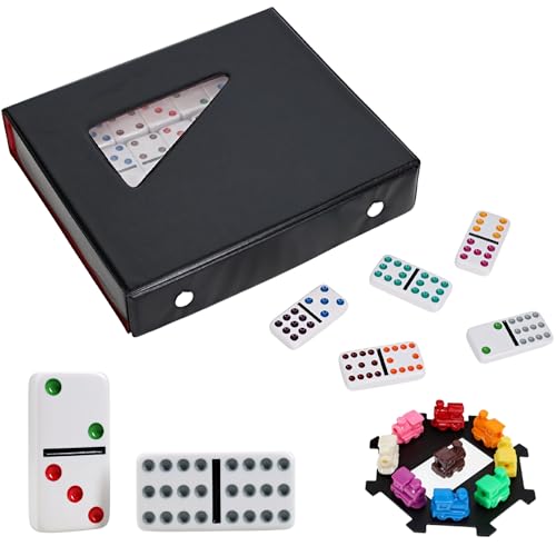 WE Games Mexican Train Dominoes, Double Twelve - Premium Ivory Tiles, Colorful Dots, Family and Adult Board Game