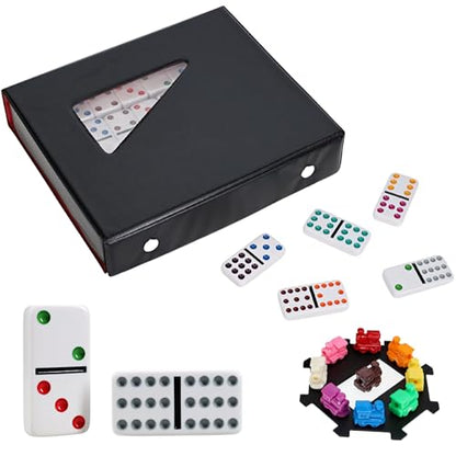 WE Games Mexican Train Dominoes, Double Twelve - Premium Ivory Tiles, Colorful Dots, Family and Adult Board Game