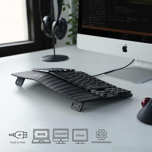 Perixx PERIBOARD-335BR Wired Ergonomic Mechanical Compact Keyboard - Low-Profile Brown Tactile Switches - Programmable Feature with Macro Keys - Compatible with Windows and Mac OS X - US English - style: Wired Tactile