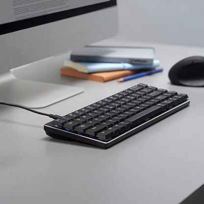 Perixx Micro USB PERIBOARD-428 Mini Mechanical Keyboard with Kailh Low Profile Brown Switch, RGB Backlighting, Black, US English Layout