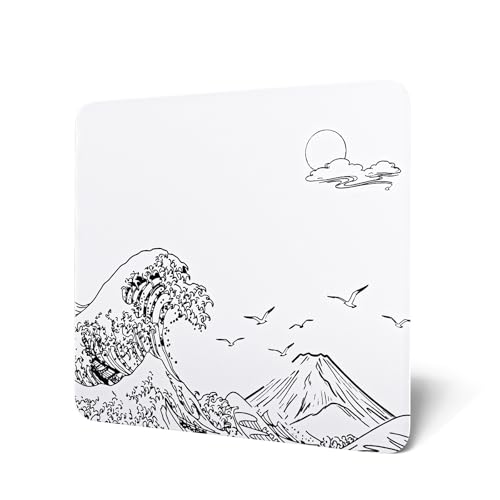 ATTACK SHARK CM05 Contour Glass Gaming Mousepad,Nano-Micro-Etched Texture,Smooth Glass Surface,High Accuracy,Fast-Moving,Anti-Scratch, PU Leather Super Non-Slip Base,Large Size(17.7×15.7"),White waves - color: White waves, size: 17.7L x 15.7W inches