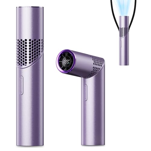Portable Handheld Turbo Fan,3 IN 1 Rechargeable Mini Fans,Up to 12 Working Hours,1-199 Speed,Digital Display,for Outdoor,Travel,Beach,Office,2026 Summer Gifts for Women (Purple) - color: Purple