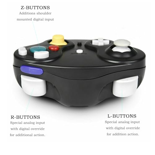 inventii Game Cube Controller,NGC 2.4G Wireless Classic Controller for Wii Game Cube, With Receiver Adapter (Black and Silver) - color: Black and Silver