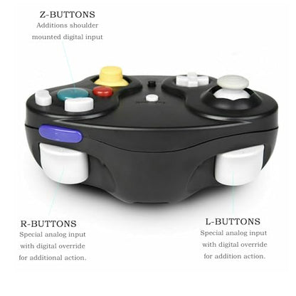 inventii Game Cube Controller,NGC 2.4G Wireless Classic Controller for Wii Game Cube, With Receiver Adapter (Black 2 PACK) - color: Black 2 PACK