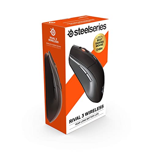 SteelSeries Rival 3 Wireless Gaming Mouse – 400+ Hour Battery Life – Dual Wireless 2.4 GHz and Bluetooth 5.0 – 60 Million Clicks – 18,000 CPI TrueMove Air Optical Sensor,Black - color: Grey