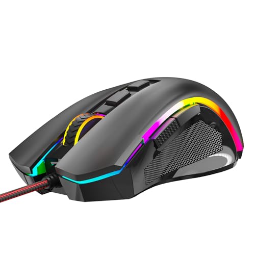 Redragon M602 Gaming Mouse, Ergonomic RGB Gaming Mouse Wired with 7200 Adjustable DPI, 9 Programmable Buttons, Professional Software for Gamer Office [Black] - color: M602