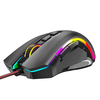 Redragon M602 Gaming Mouse, Ergonomic RGB Gaming Mouse Wired with 7200 Adjustable DPI, 9 Programmable Buttons, Professional Software for Gamer Office [Black] - color: M602