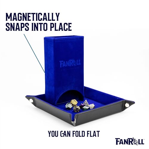 FanRoll Fold Up Dice Tower: Blue, Role Playing Game Dice Accessories for Dungeons and Dragons - color: Blue
