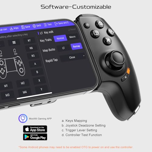 Joso USB C Mobile Gaming Controller, Plug & Play with Hall Effect Joystick/Triggers, 2 Back Buttons/3.5mm Audio Jack, for Cloud/PS/Xbox/PC Remote Play, Universal Phone Gamepad - color: Black