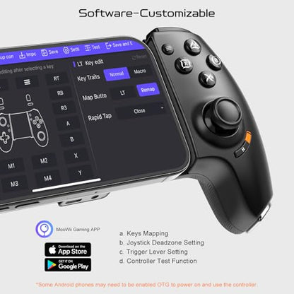Joso USB C Mobile Gaming Controller, Plug & Play with Hall Effect Joystick/Triggers, 2 Back Buttons/3.5mm Audio Jack, for Cloud/PS/Xbox/PC Remote Play, Universal Phone Gamepad - color: Black