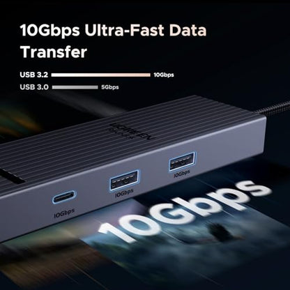 UGREEN Revodok Pro 6 in 1 USB C Hub Gigabit Ethernet Adapter 4K 60Hz HDMI | 100W PD Charging, 10Gbps USB A&C 3.2 Data Ports Compatible with MacBook Neo/Pro/Air, iPad, Steam Deck