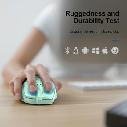 TECKNET Wireless Mouse, BT 5.0/2.4G, Silent 4800 DPI 6 Buttons, Green | Bluetooth 5.0/3.0 & USB A, 2-Device Easy Switch, Wide OS Compatible, 6-DPI, Ergonomic for S/M Hands, Extended Battery - color: Green