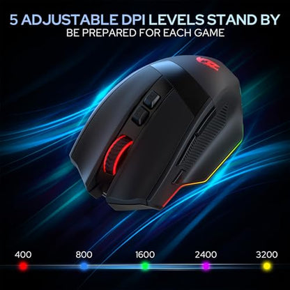 Redragon M923 Wired RGB Optical Gaming Mouse 24K DPI Remapping Keys | Stable Lag-Free Connection, Smooth Precise Tracking, Custom Macro Keybinds, Vibing Backlight, Ergonomic Grip Body Comfort - style: Wired