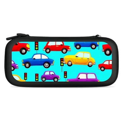 Carrying Case Compatible with Nintendo Switch, Travel Storage Holder Bag with 15 Game Cartridges Colorful Race Car Cartoon Cars Hard Shell Protective Pouch - color: Color(85)