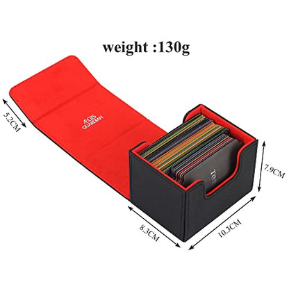 AEGIS GUARDIAN Card Deck Box for MTG, Commander Deck Box Hold 120+ Sleeved Cards, Leather Strong Magnet Card Deck Case Holder for Magic Cards TCG CCG, Red Inner - color: 1-1