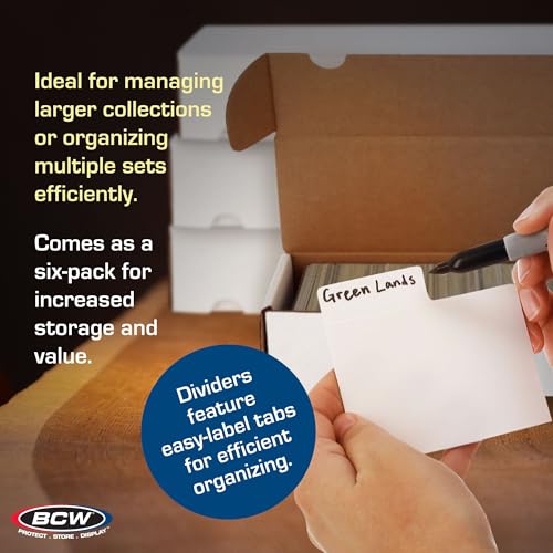 BCW 800ct Trading Card Storage Box & Horizontal Card Dividers – 6 Boxes & 30 Dividers | Sports Card, TCG & CCG Organizer | Trading Card Storage Solution - style: 6 Boxes + 30 Dividers